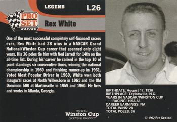 1992 Pro Set - Legends #L26 Rex White Back