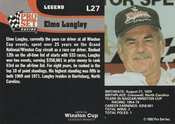 1992 Pro Set - Legends #L27 Elmo Langley Back