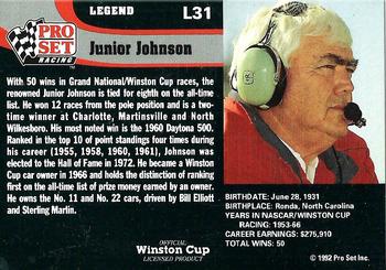 1992 Pro Set - Legends #L31 Junior Johnson Back