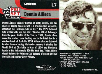 1992 Pro Set - Legends #L7 Donnie Allison Back