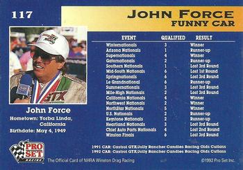 1992 Pro Set NHRA #117 John Force Back