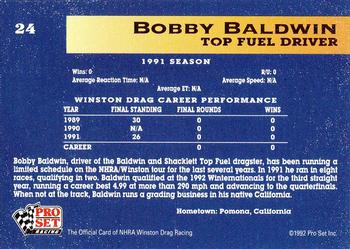 1992 Pro Set NHRA #24 Bobby Baldwin Back