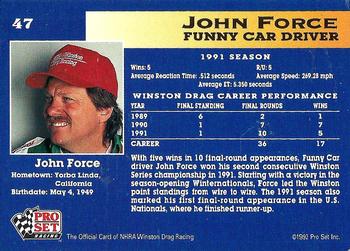 1992 Pro Set NHRA #47 John Force Back