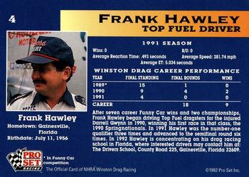 1992 Pro Set NHRA #4 Frank Hawley Back