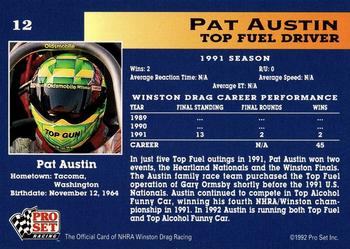 1992 Pro Set NHRA #12 Pat Austin Back