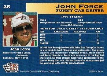 1992 Pro Set NHRA #35 John Force Back