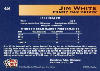 1992 Pro Set NHRA #48 Jim White Back
