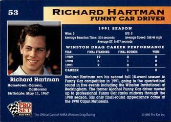 1992 Pro Set NHRA #53 Richard Hartman Back