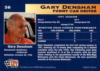1992 Pro Set NHRA #56 Gary Densham Back
