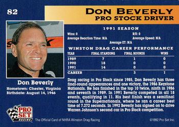 1992 Pro Set NHRA #82 Don Beverly Back