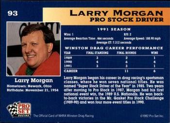 1992 Pro Set NHRA #93 Larry Morgan Back