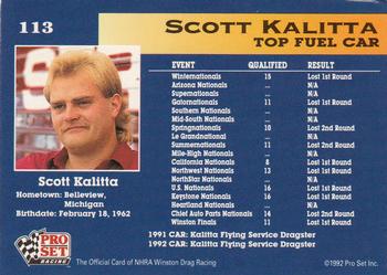 1992 Pro Set NHRA #113 Scott Kalitta's Car Back