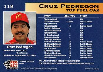 1992 Pro Set NHRA #118 Cruz Pedregon's Car Back
