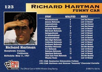 1992 Pro Set NHRA #123 Richard Hartman's Car Back