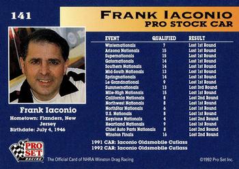 1992 Pro Set NHRA #141 Frank Iaconio's Car Back