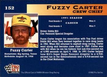 1992 Pro Set NHRA #152 Fuzzy Carter Back
