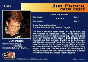 1992 Pro Set NHRA #156 Jim Prock Back