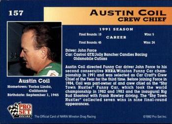 1992 Pro Set NHRA #157 Austin Coil Back