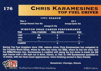 1992 Pro Set NHRA #176 Chris Karamesines Back