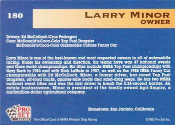 1992 Pro Set NHRA #180 Larry Minor Back