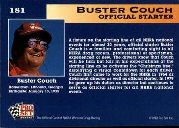 1992 Pro Set NHRA #181 Buster Couch Back
