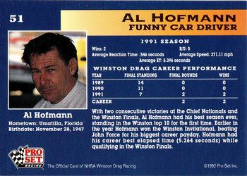 1992 Pro Set NHRA #51 Al Hofmann Back