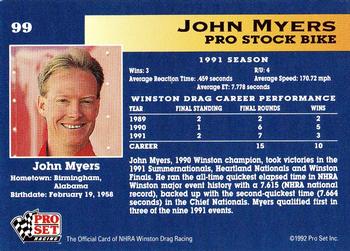 1992 Pro Set NHRA #99 John Myers' Bike Back