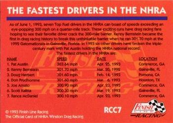 1992 Pro Set Racing Club #RCC7 Fastest NHRA Drivers Back