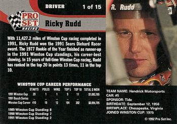 1992 Pro Set Rudy's Farm #1 Ricky Rudd Back