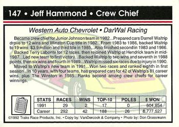 1992 Traks #147 Jeff Hammond Back