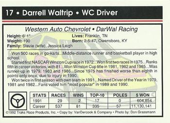 1992 Traks #17 Darrell Waltrip Back