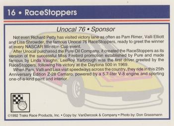 1992 Traks #16 RaceStoppers Back