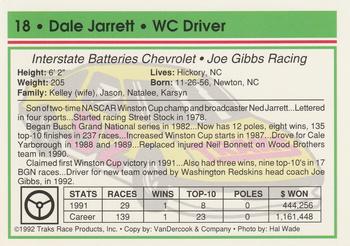 1992 Traks #18 Dale Jarrett Back