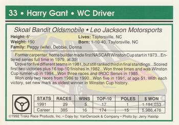 1992 Traks #33 Harry Gant Back