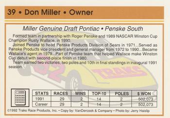 1992 Traks #39 Don Miller Back