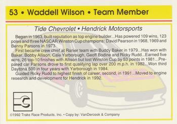 1992 Traks #53 Waddell Wilson Back