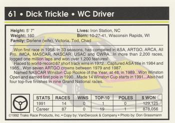 1992 Traks #61 Dick Trickle Back