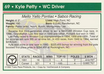 1992 Traks #69 Kyle Petty Back