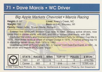 1992 Traks #71 Dave Marcis Back