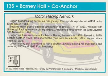 1992 Traks #135 Barney Hall Back