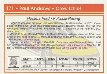 1992 Traks #171 Paul Andrews Back