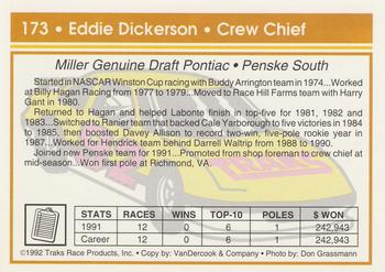 1992 Traks #173 Eddie Dickerson Back