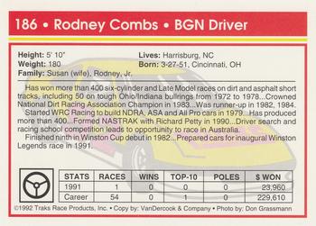 1992 Traks #186 Rodney Combs Back