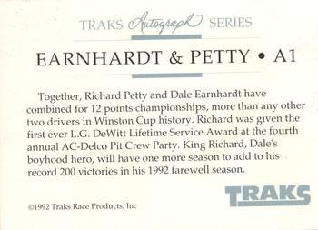1992 Traks - Autographs #A1 Dale Earnhardt / Richard Petty Back
