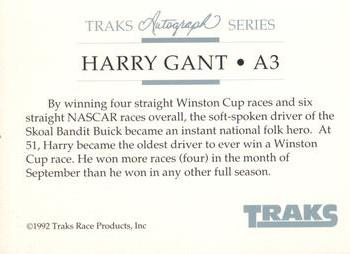 1992 Traks - Autographs #A3 Harry Gant Back