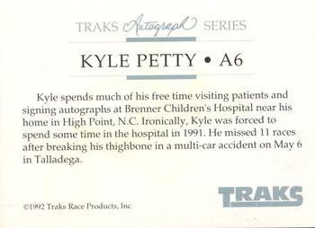 1992 Traks - Autographs #A6 Kyle Petty Back
