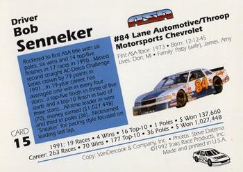 1992 Traks ASA #15 Bob Senneker Crew Back