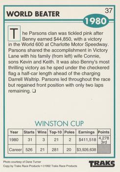 1992 Traks Benny Parsons #37 World Beater Back