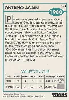 1992 Traks Benny Parsons #38 Ontario Again Back