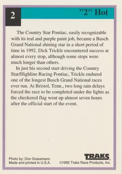 1992 Traks Country Star Racing #2 Dick Trickle Back
